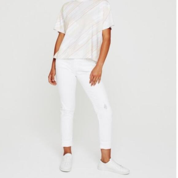 Adriano Goldschmied Ex-Boyfriend Distressed Slouchy Denim Jeans Size 28R White - Picture 11 of 12